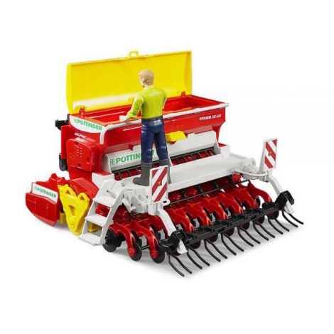 Bruder Grapă cu Semanatoare Pottinger - Jucărie Agricultură - imagine 3