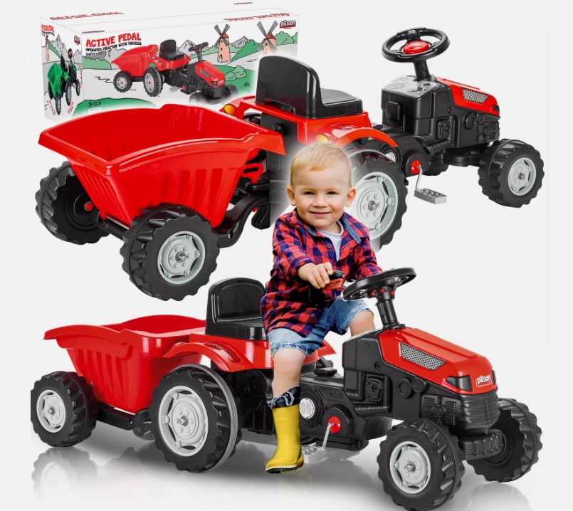 Tractor Pilsan cu Remorca Rosu, Pedale - imagine 2