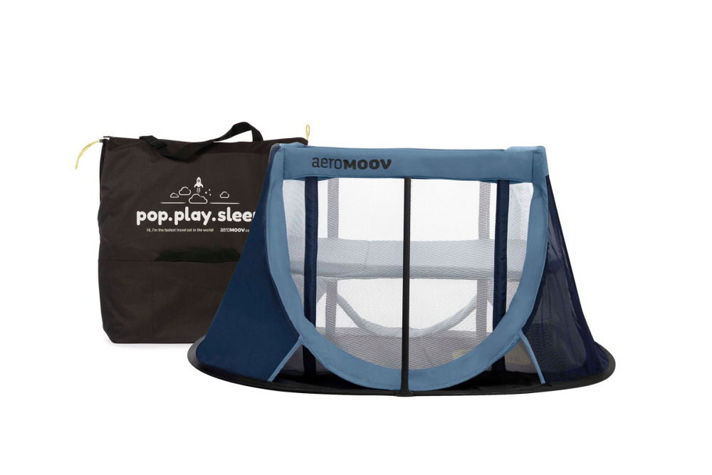 Patut Pliant Aeromoov Blue Whale, 2 Nivele + Geanta
