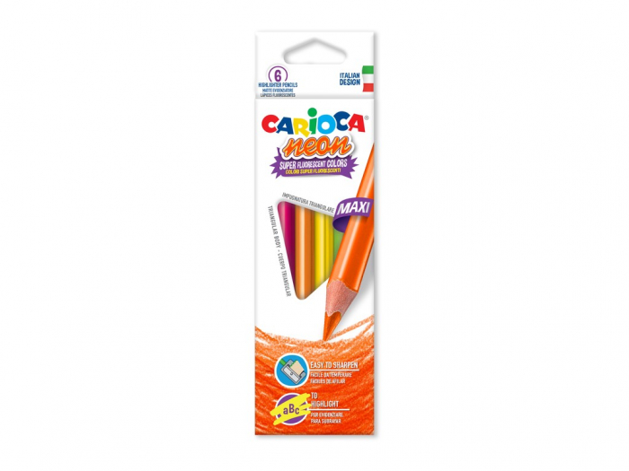 Set 6 Creioane Carioca Neon Triunghiulare