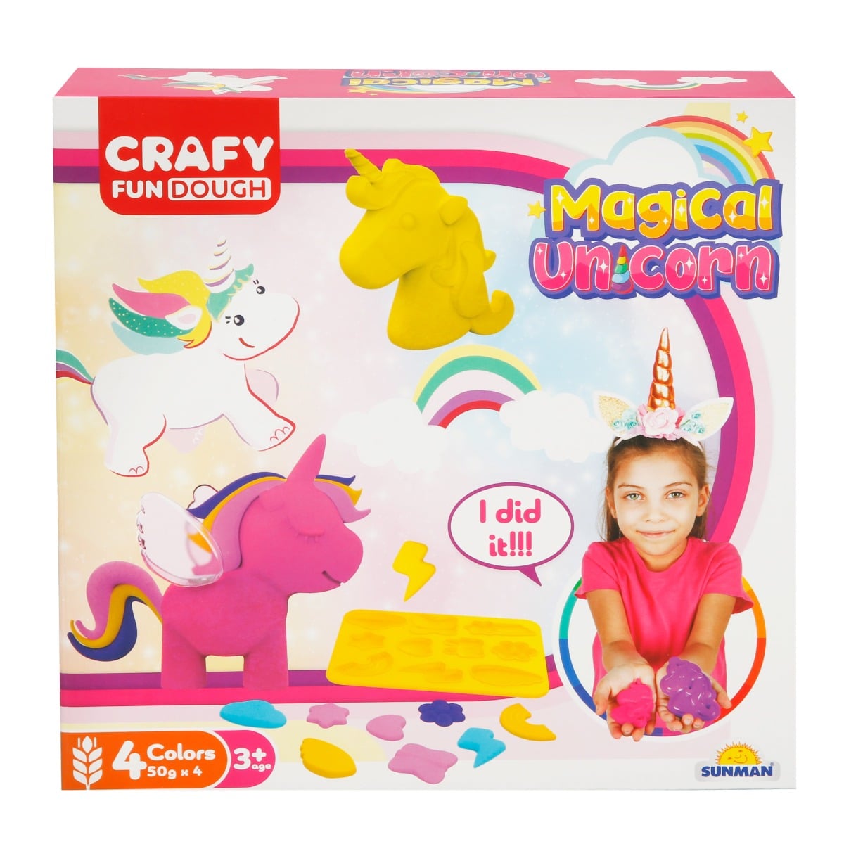 Set Plastilina Crafy Unicorn, 11 Piese