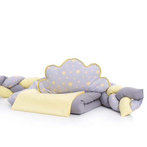 Lenjerie Patut 6 Piese Mykids Gray-Yellow 120x60 - imagine 2