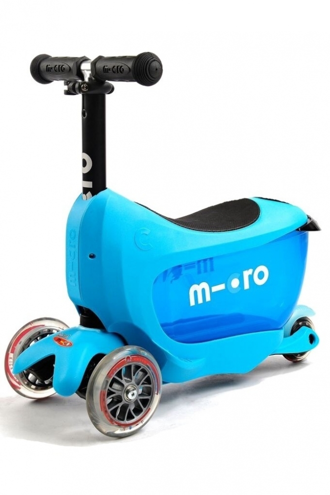 Trotineta Micro Mini2go Deluxe Blue | Cu Scaun și Depozitare