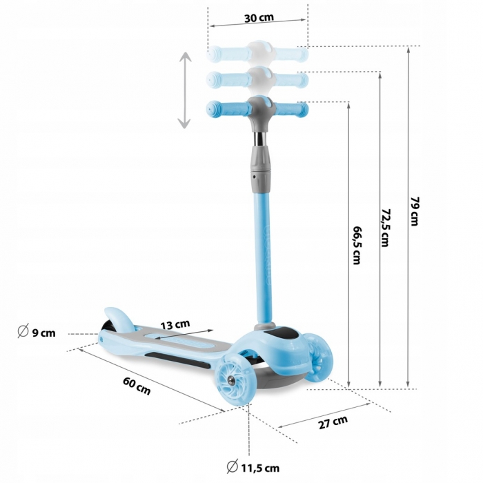 Trotineta Ricokids Piko Albastru | Roti LED, Reglabila - imagine 8