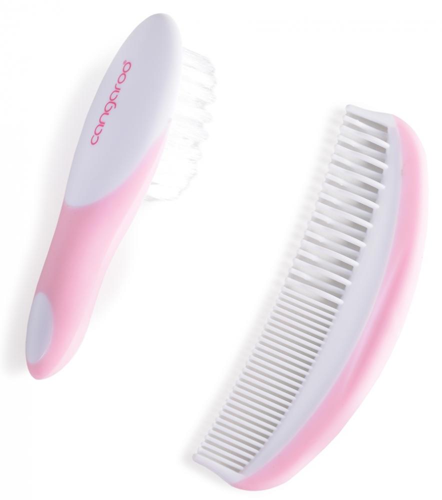 Set Perie și Pieptan Bebeluș Cangaroo Pink