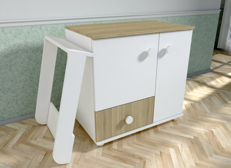 Comodă infășat Lucky Mykids, Alb-Natur