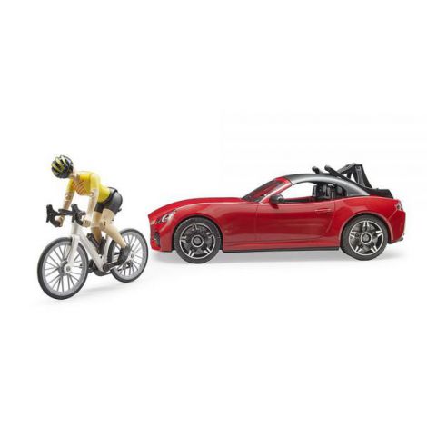 Bruder Masina Roadster cu Bicicleta si Ciclist - imagine 4