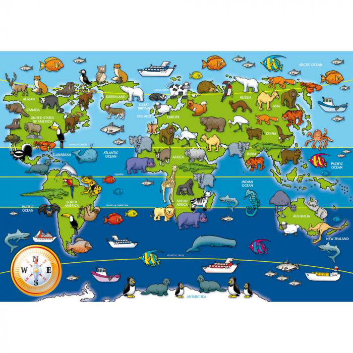 Ravensburger Puzzle Hărți Animale 60 piese