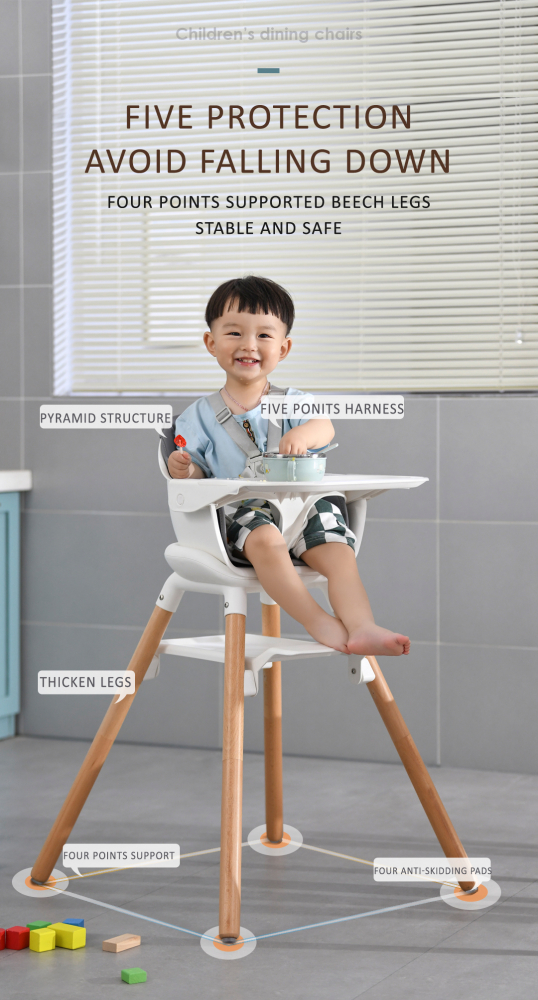 Scaun de masa Little Mom Wooden Gray 2in1 - imagine 8