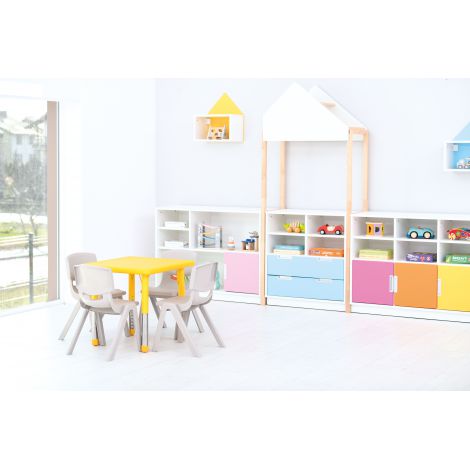 Masa Patrata Reglabila Moje Bambino, Galben - imagine 3