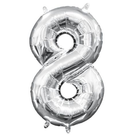 Balon Folie Argintiu Cifra 8 Amscan - Decoratiuni