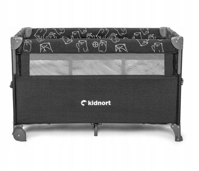 Patut pliabil 3in1 Kidnort cu saltea Dark Grey - imagine 9