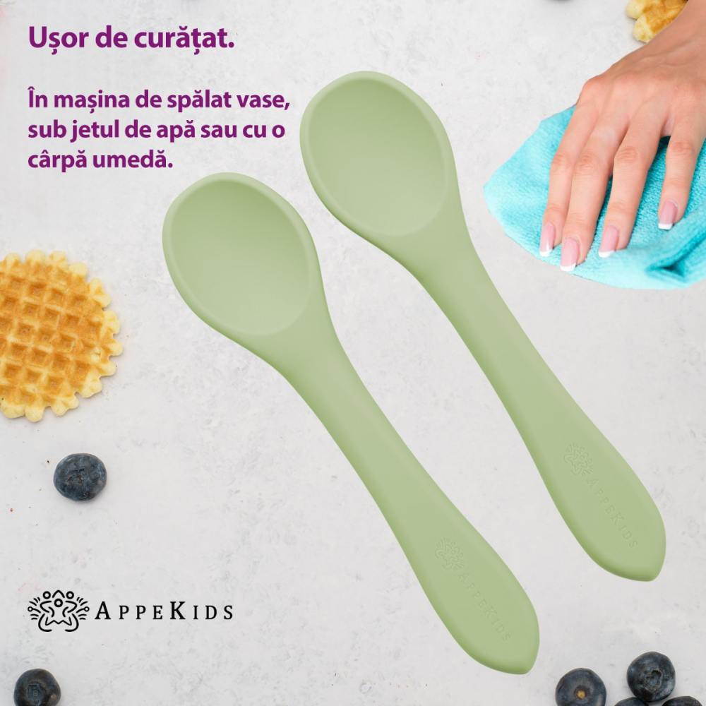 Set lingurițe silicon AppeKids Raw Green - imagine 3
