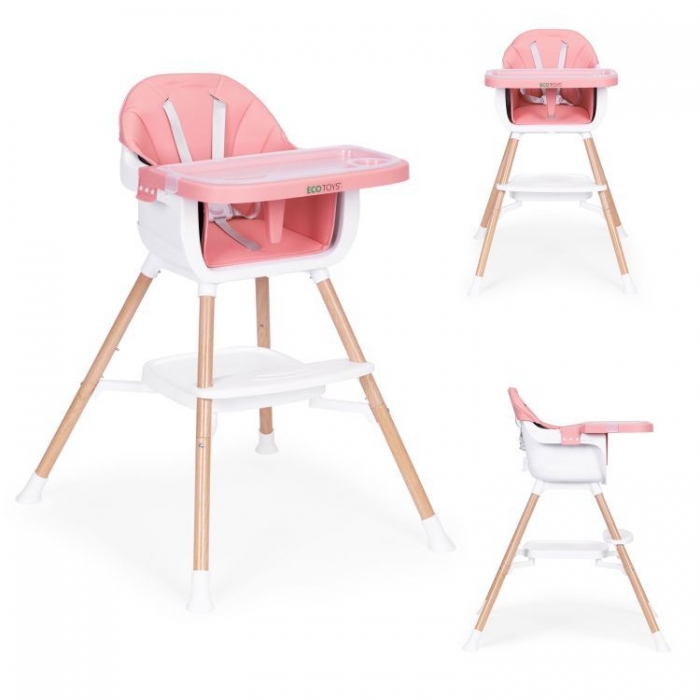Scaun masa 2-în-1 Ecotoys Roz - Multifuncțional