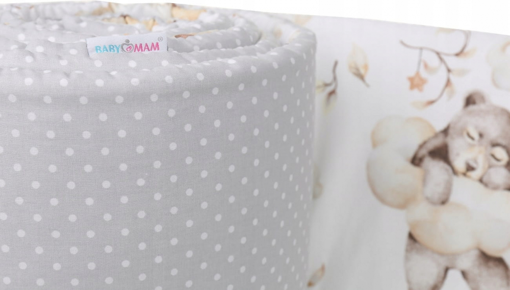 Aparatoare Patut BabyMam Sleepy Bears Grey, 180x30cm - imagine 7