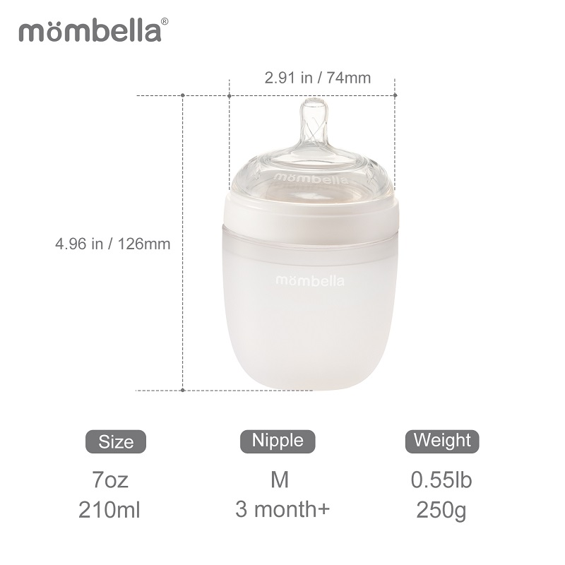 Biberon Anticolici Mombella 210ml, Ivory - imagine 3