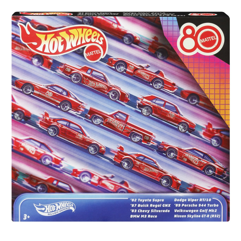 Hot Wheels Silver Series Set 8 Mașini 80 Ani