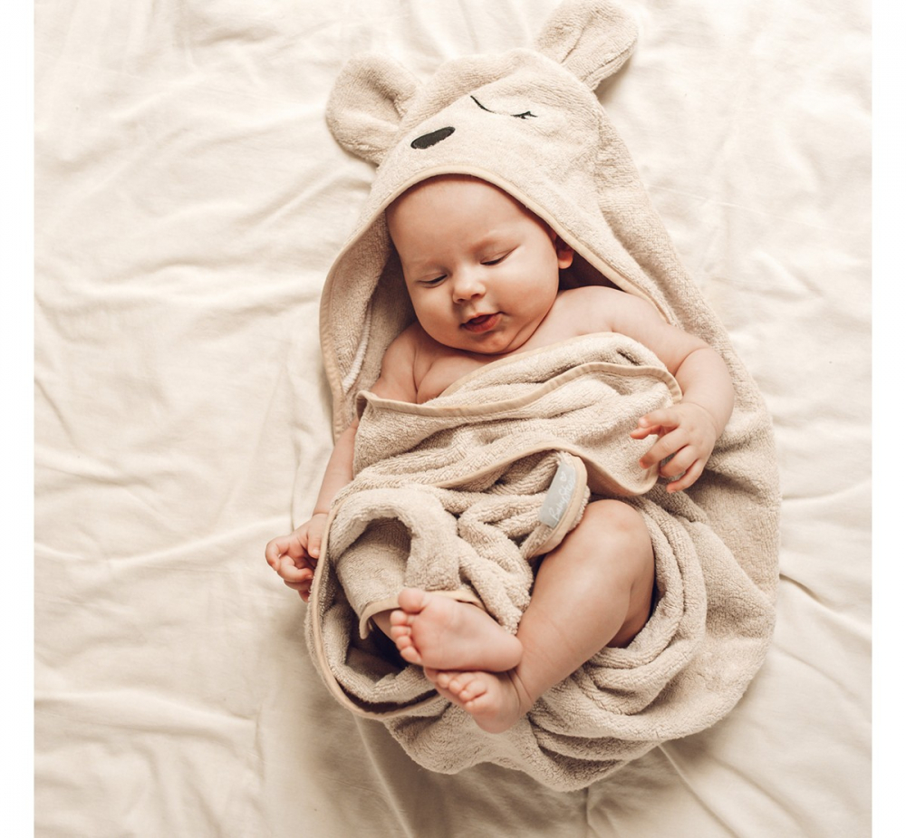 Prosop Bambus cu Gluga BabySteps Teddy, S, 85x90cm - imagine 5