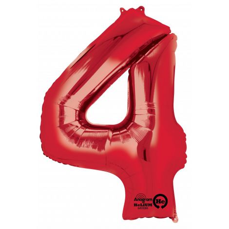 Balon Super Shape Roșu '4' Amscan | Decor Petrecere