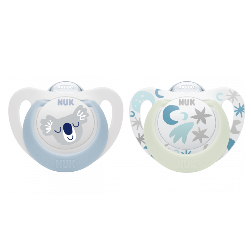 Set 2 Suzete NUK Star Day&Night Bleu 0-6 Luni