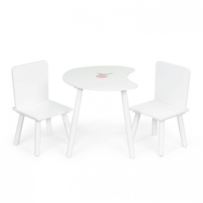 Set Masa Luna si 2 Scaune Ecotoys Alb - imagine 5