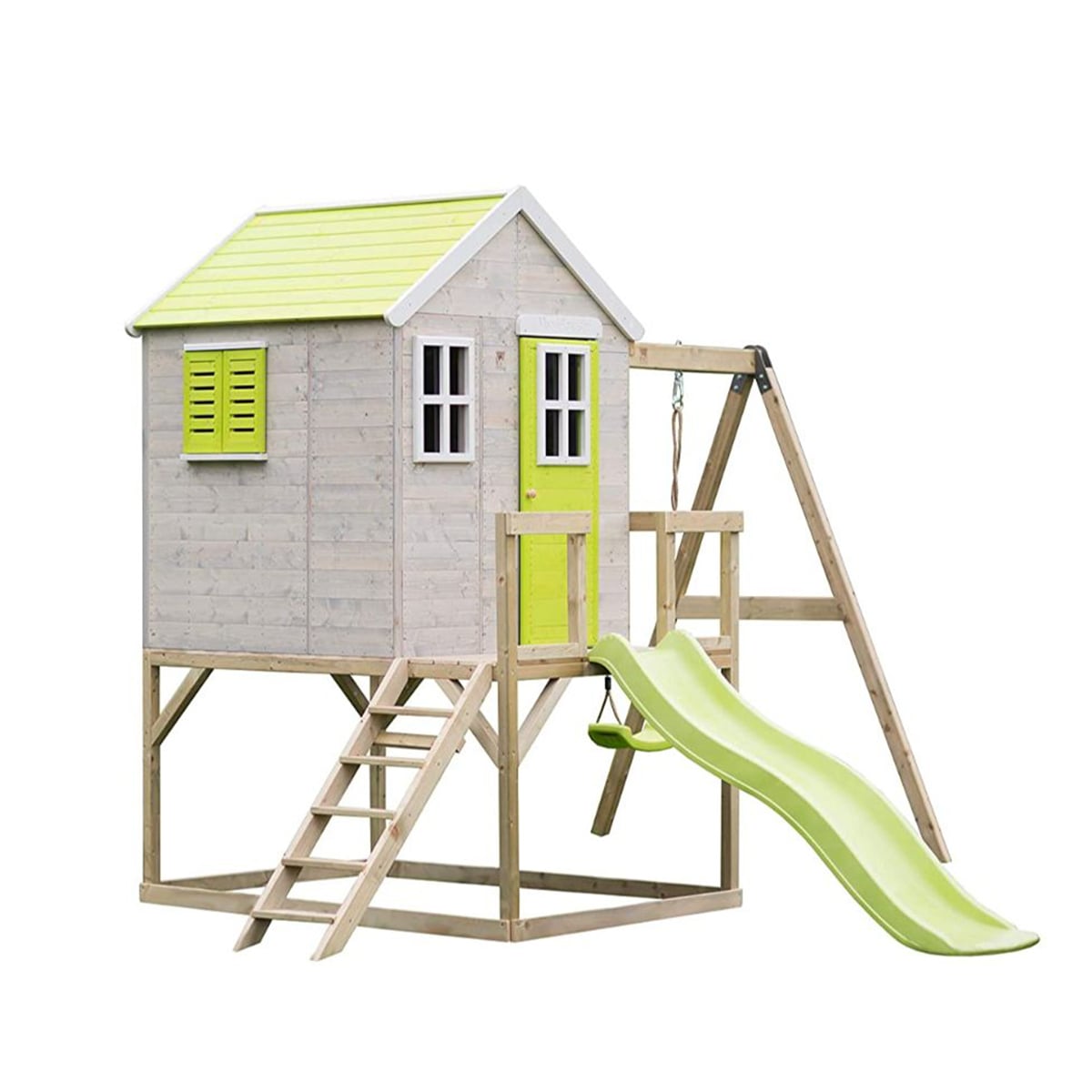 Casuta Gradina Lime Lodge Wendi Toys cu Tobogan