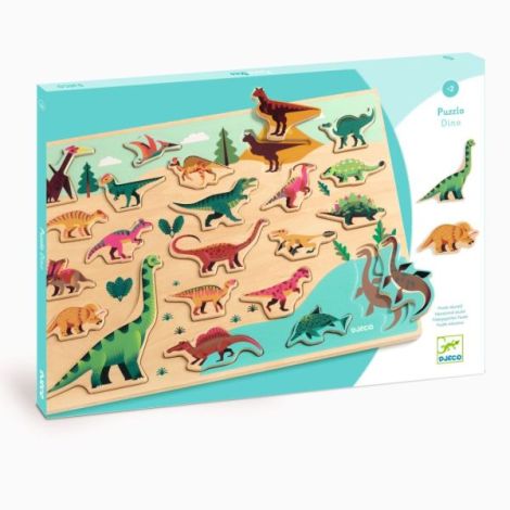 Puzzle Lemn Dinozauri Djeco | Educativ +2 Ani