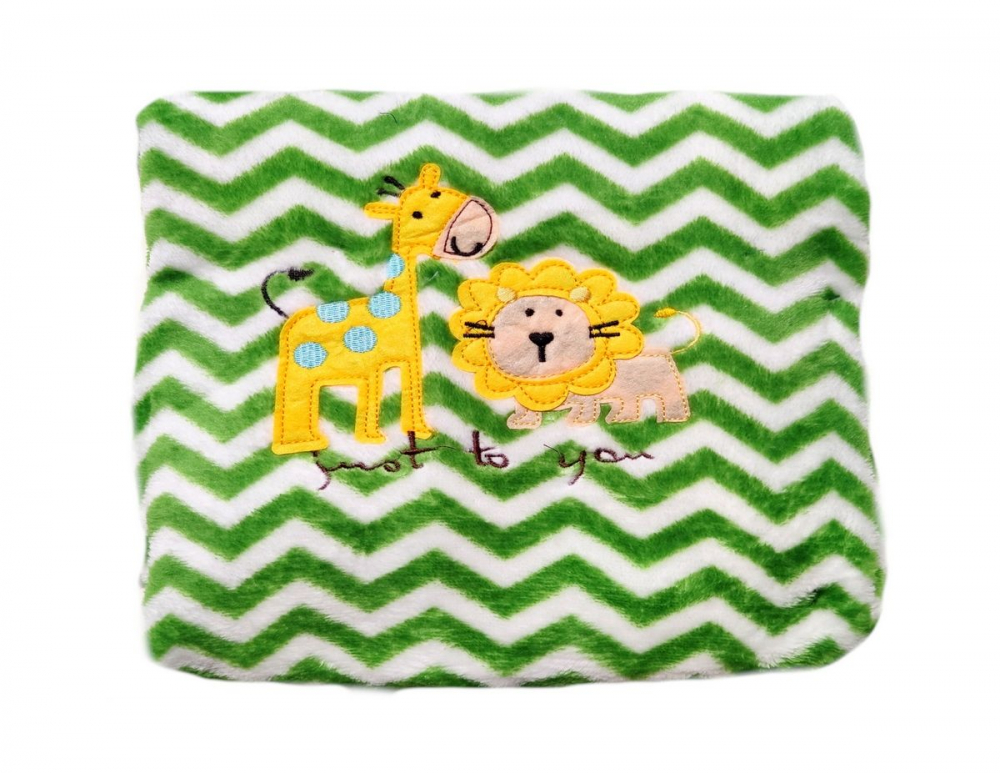 Paturica Microfibra Egakids Green Zig Zag 80x100 cm - imagine 2