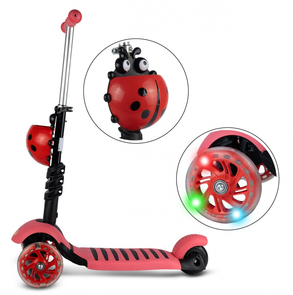 Trotineta 3 in 1 MalPlay LED Roz - imagine 4