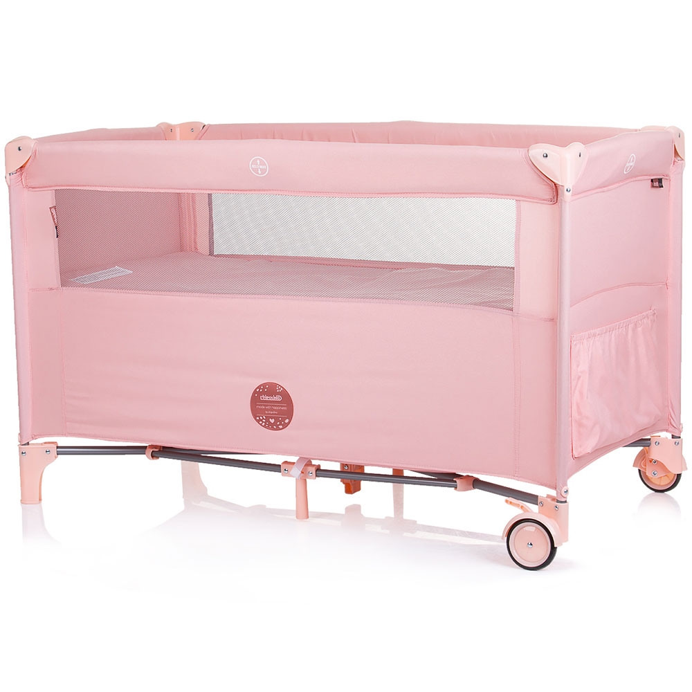Patut pliabil Chipolino Relax, Flamingo, cu laterala culisanta - imagine 2