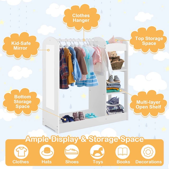 Stand Haine Copii Ginger Home cu Oglindă și Rafturi - imagine 7