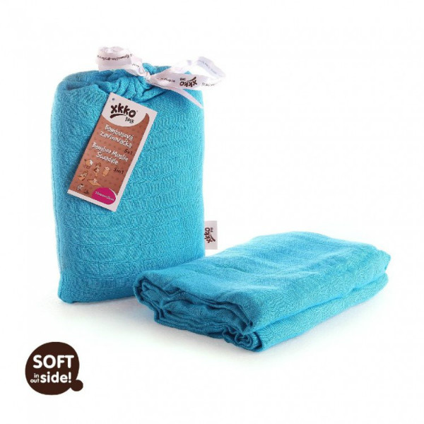Muselina Bambus 120x120cm Cyan XKKO, Super Moale - imagine 4
