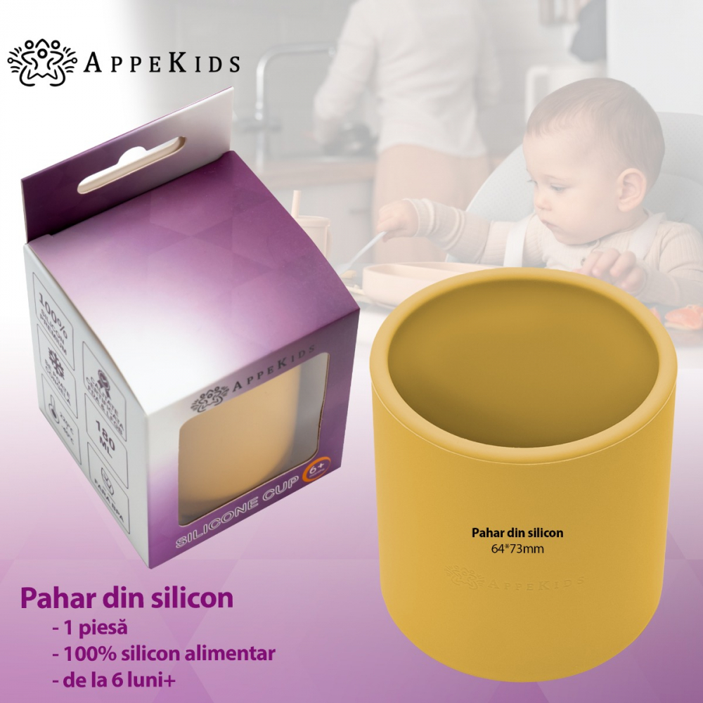 Pahar Silicon AppeKids Honey Antialunecare - imagine 2