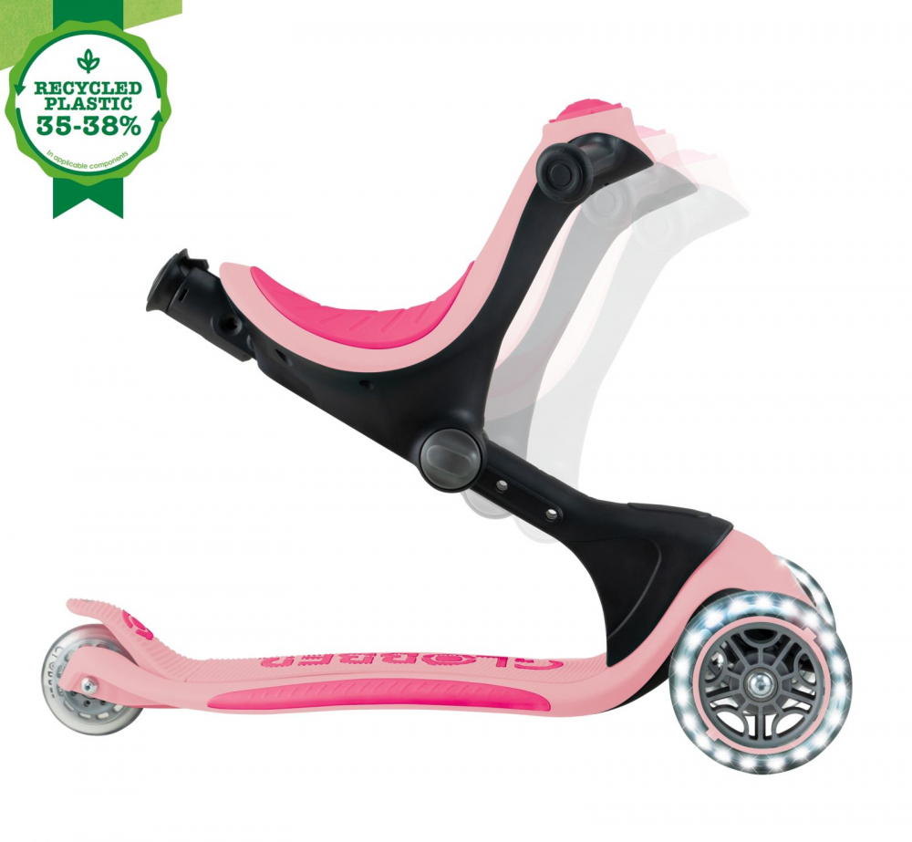 Globber Go-Up Deluxe 4in1 Roz Pal Trotinetă - imagine 3