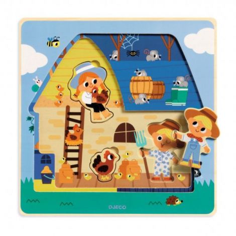 Djeco Puzzle Ferma 3 Straturi Lemn - imagine 3