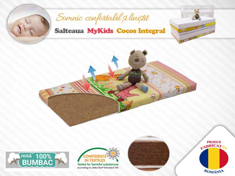 Saltea Cocos MyKids 120x60 cm, Antialergică - imagine 3