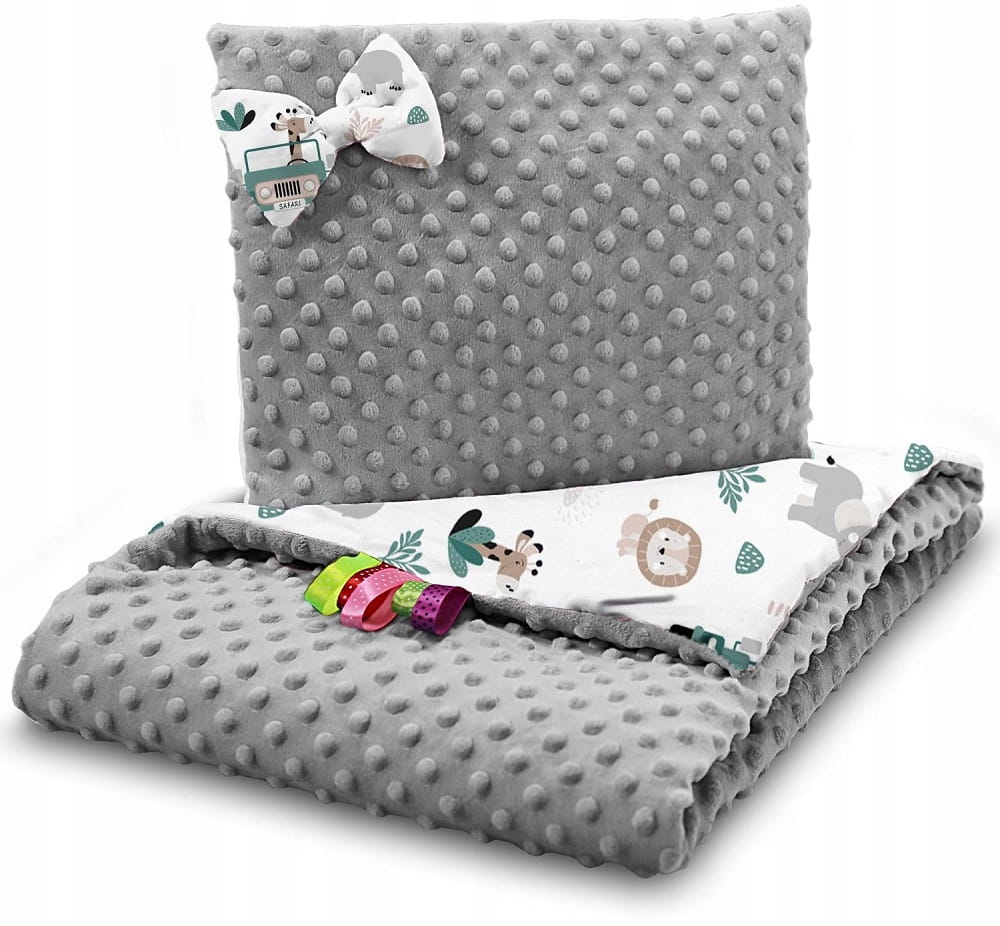 Set Paturica și Pernă BabyMam Grey Safari
