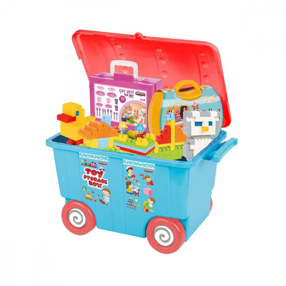 Cutie Depozitare Pilsan pe Roti 48L BlueRed