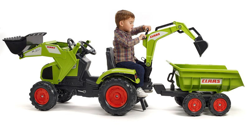Tractor Pedale Falk Claas Axos cu Cupă și Remorcă - imagine 2