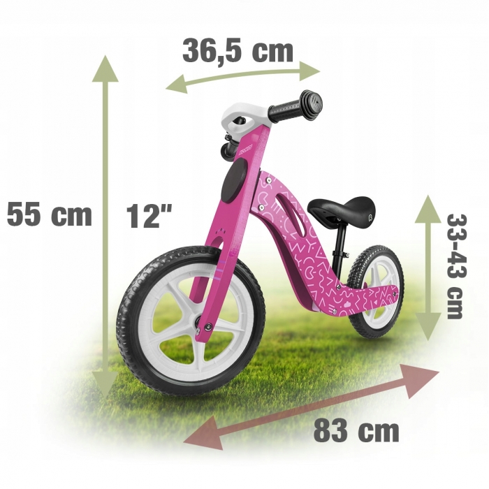 Bicicleta Ricokids Roz | Fără pedale, lemn - imagine 6
