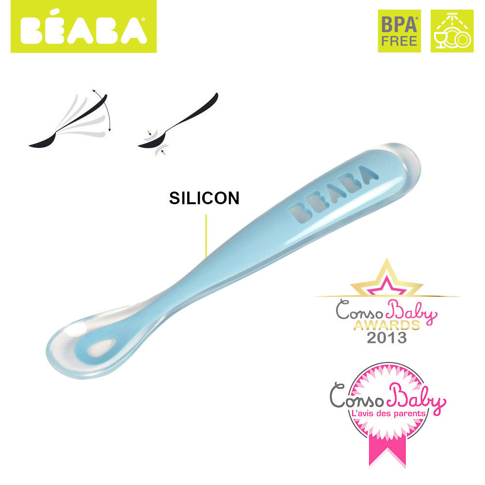 Linguriță Silicon Beaba, Bleu - Antialergică