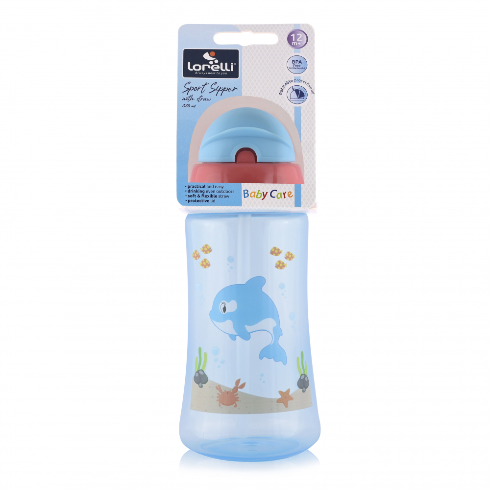 Cana Sport Lorelli 330ml cu Pai Moale - Albastru - imagine 2