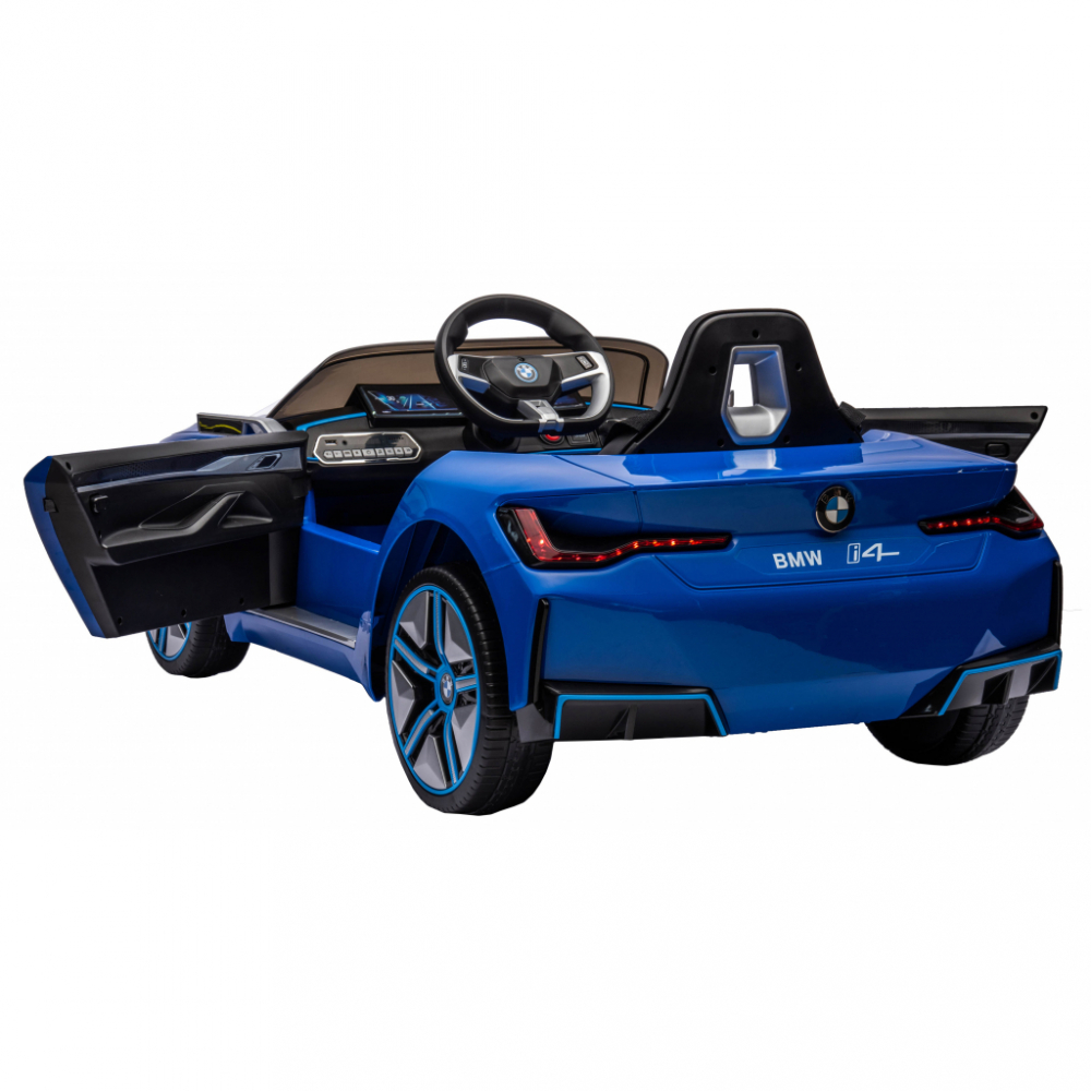Mașinuță Electrică BMW i4 Blue 12V, Scaun Piele - imagine 2
