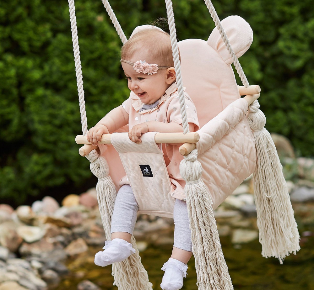 Leagan Catifea Velvet Babysteps cu Perna Ursulet - imagine 7