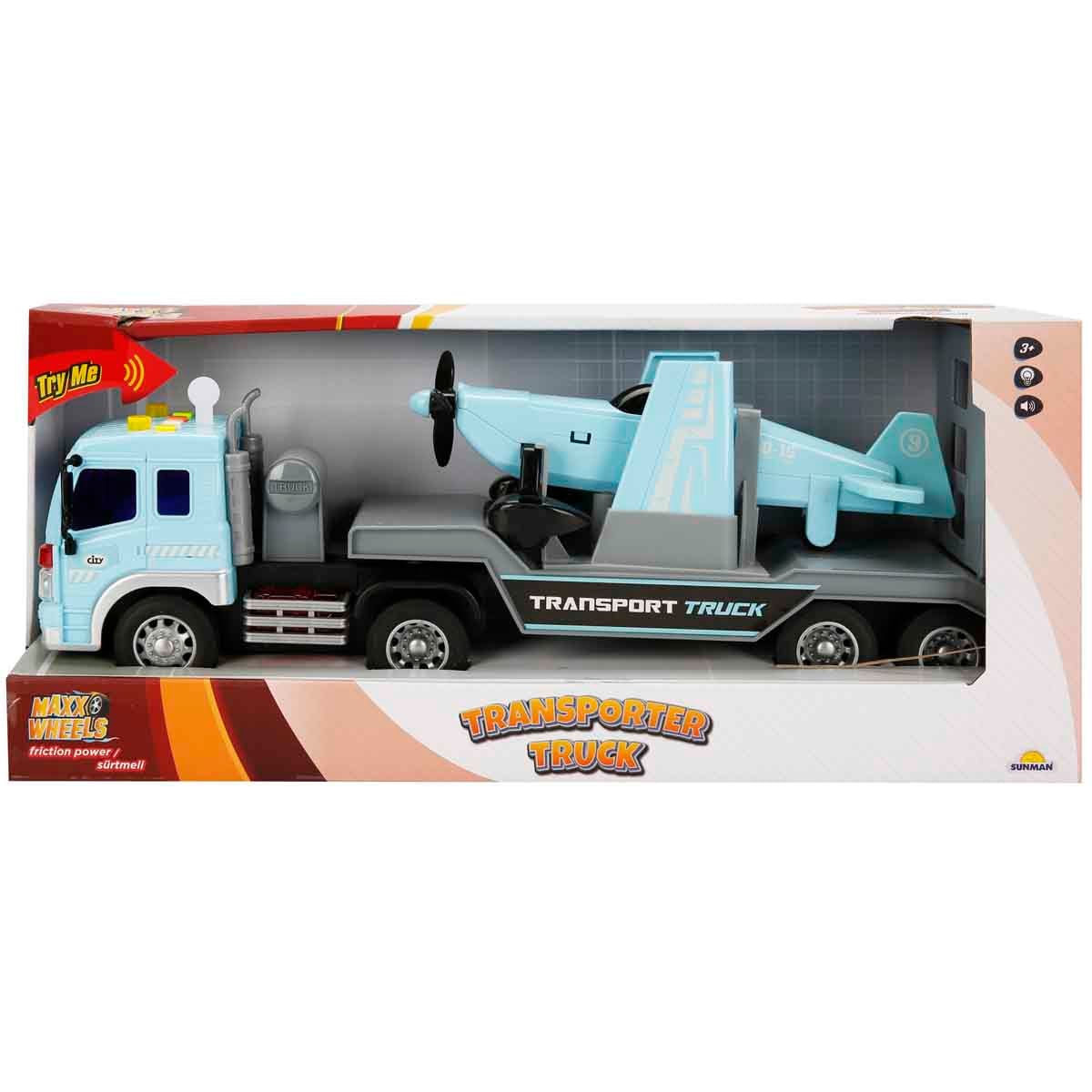 Set Transportor Elicopter Maxx Wheels, 1:16, Albastru