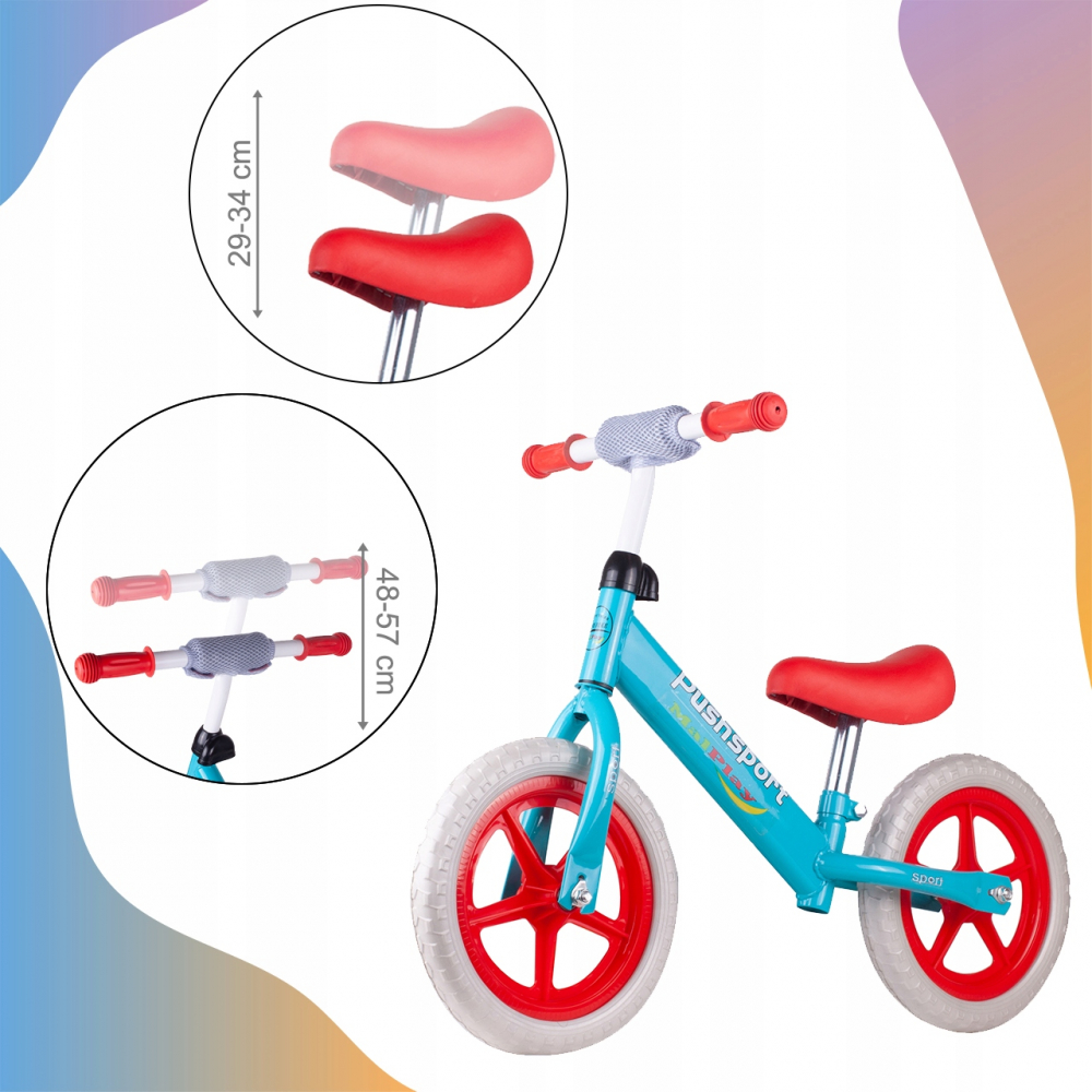 Bicicleta Malplay Push Sport, Fără Pedale, Albastru-Roșu - imagine 9