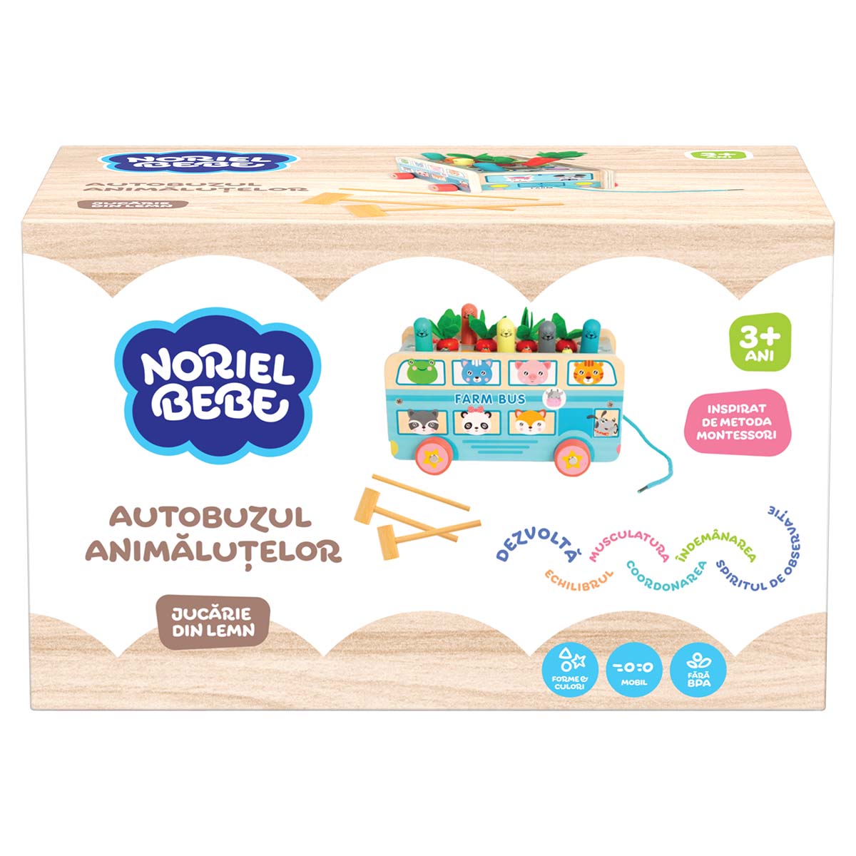 Autobuzul Animalutelor Noriel Wood Jucarie Lemn