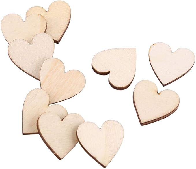 Set 30 Inimioare Lemn 3x3 cm Amacs