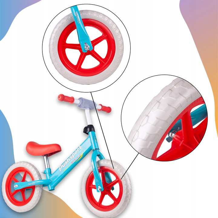 Bicicleta Malplay Push Sport, Fără Pedale, Albastru-Roșu - imagine 2
