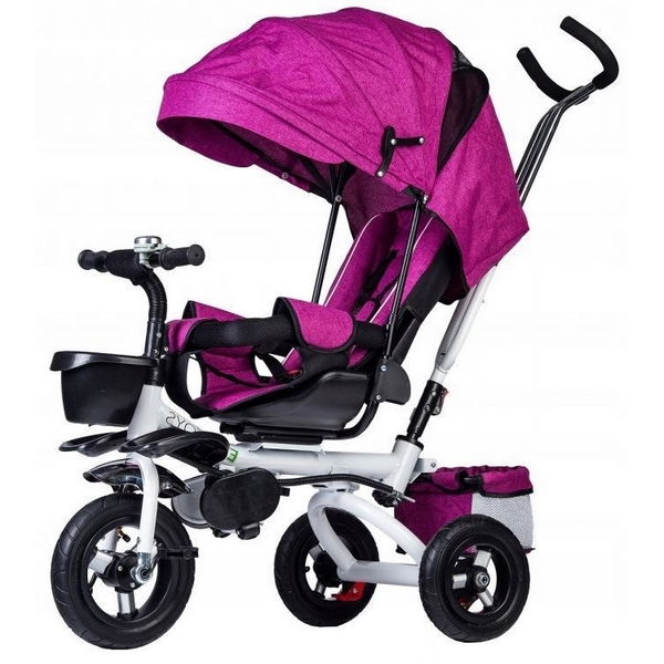 Tricicleta Ecotoys Roz cu Scaun Rotativ, Frana - imagine 5